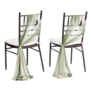 Ling's moment Wedding Chair Sashes Cover Aisle Decorations Draping Fabric WrinkleFree with Tie 16 Pcs Sage & Milky Green for Party Ceremony Reception Floral Arrangement Banquet Outdoor Decor