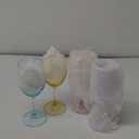 Lily's Home Unbreakable Stemmed White Wine Glasses, Made of Non Breakable Shatterproof Plastic, Indoor and Outdoor Drinkware, Reusable and Dishwasher-Safe, 13 oz. Each, Set of 4 (Multi Color Stem)
