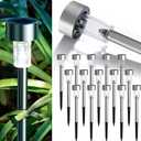 GIGALUMI Solar Lights Outdoor Waterproof,16 Pack Stainless Steel LED Solar Garden Lights for Patio, Lawn, Yard and Landscape(Cold White)