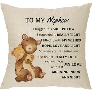XUNLIZXY Nephew Throw Pillow Cover, Funny Gift for Men, Boys, Teens - Birthday, Christmas - Auntie, Uncle - 18"x18"