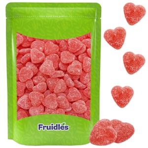 2 x Fruidles Half-Pound Cherry Hearts Sanded Gummi Jelly, Delicious Gummy Candy, Fun and Festive Holiday Snacking, Party Favor, 5g-Candies, Approx 30 Pcs