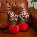 Beeveer Leopard Cheetah Bow Cherry Pillow Coquette Room Decor Preppy Stuff Gifts for Teen Girl Funny Trendy Decorative Pillow Cushions for Bedroom Living Room Sofa Bed Chair Christmas Preppy Gift