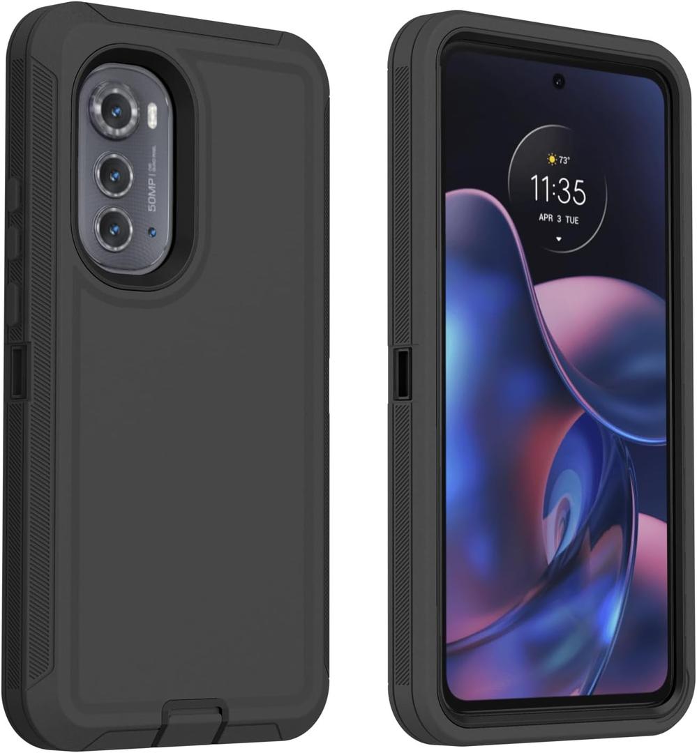 for Motorola Edge 2022 Case, Defender Case Heavy Duty Shockproof Dustproof 3 in 1 Rugged Protective Phone Cover for Motorola Moto Edge 2022 (Black)