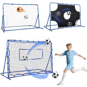 Soccer Goal 3-in-1, Tear-Resistant Target/Rebound Net, Precision & Corner Kick Training for Kids Teenagers Ball Control 6x4FT