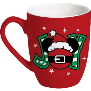 Christmas Santa Ceramic Coffee Mug, 13 oz Novelty Xmas Joy Tea Cup with Handle, Funny Winter Holiday Gifts for Friends Women Men, Red Drink Mugs Microwave and Dishwasher Safe