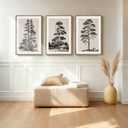 ANHUIB Vintage Tree Sketch Framed Canvas Wall Art 16x24 Inch Neutral Wilderness Forest Paintings Retro Botanical Wall Decor Set of 3 Black and White Landscape Prints for Living Room Bedroom Office