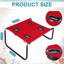 Portable Beach Table Foldable Camping Picnic Table with Cup Holder and Phone Pockets Lightweight Stable for Tailgate Travel Fishing Hiking and Outdoor Adventures(Red, Solid Pattern)
