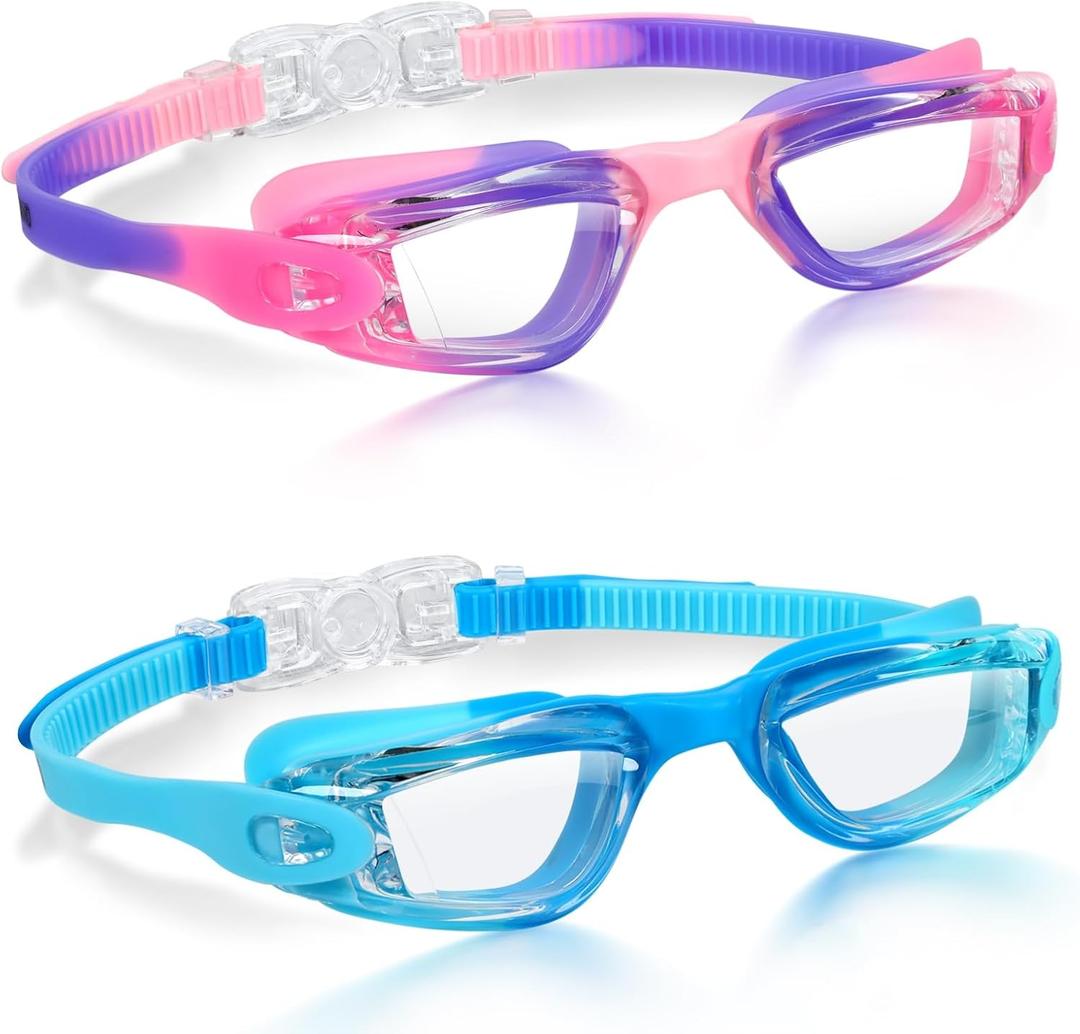 Aegend Swim Goggles for Kids Youth 3-14 Anti-Fog Anti-UV Comfort Fit Goggles for Swimming (Blue & Purple)
