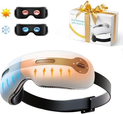 ALLJOY Eye Massager with Heat and Cooling for Migraines, Eye Massager for Relief of Migraine, Dry Eyes, Sleep, Rechargeable Bluetooth Music, Gifts for Women and Men