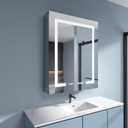 LED Medicine Cabinet 24x30 Anti-Fog Mirror Dimmable Recessed Mount