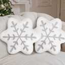 Soaoo 2 Pcs Snowflake Pillow Winter Throw Pillows Decorative Sherpa White Snowflake Shaped Cushion for Winter Home Decor Couch Sofa Bedroom Decoration(Gray)