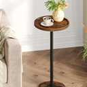 CHOEZON Drink Table, Small Round Side Table for Small Spaces, Thickened Base End Table, for Living Room, Bedroom, Rustic Brown and Black TBZ30BF
