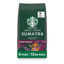Starbucks Whole Coffee Beans, Dark Roast Hot or Iced Coffee, Single-Origin Sumatra, Six 12 oz Bags (EXP 06/24/26)