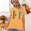 Thanksgiving Day Shirt for Women Gobble Turkey Tshirt Thanksgiving Tee Tops (Orange, XL)