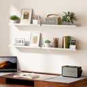 upsimples Floating Shelves for Wall, 23.6 Inch Shelves for Decor Storage Set of 6, Wall Mounted Wood Shelf for Bedroom, Living Room, Bathroom, Kitchen, Long Picture Ledge Shelves, White
