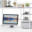 Marbrasse Desk Shelf with Drawer, 40" Desk Hutch for Computer Monitor, Desk Shelf for top of Desk, Wooden Desktop Bookshelf Storage Rack for Home Office Dorm - White