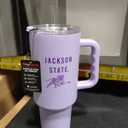 Logo Brands NCAA Jackson State Tigers Lavender 40 oz Tumbler with Handle - Stylish Everyday Use Powder Coated-Stainless Steel with Straw- Keeps Cold For Hours