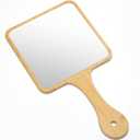 Handheld Mirror,Natural Bamboo Hand Mirror with Handle,Cute Hand held Mirror for Shaving Single-Sided Portable Travel Vanity Mirror for Men & Women,6.3" W x 11.8" L