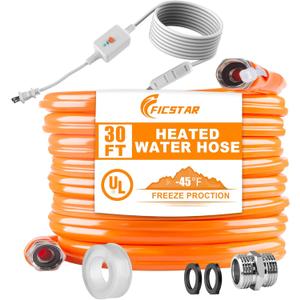 30FT Heated Water Hose for RV, Heated Drinking Water Hose Antifreeze to -45F, 5/8" I.D. with 3/4" GHT Adapter, Lead and BPA Free,No Odor