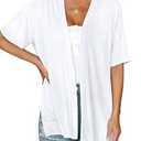Yincro Women's Short Sleeve Cardigan Summer Lightweight Open Front Casual Soft Cardigans (White, XL)