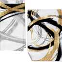 Black and Gold Kitchen Decor Towels Set of 2, Black Gold and White Bathroom Decorative Dish Tea Towels for Kitchen, Contemporary Decor Hand Towels for Bathroom, 16x24 Inch