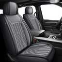 IKABEVEM Seat Covers Fit for Dodge RAM 1500 2002-2024 2025 2026: Custom Fit RAM 1500 2500 3500 Car Seat Cover Truck Pickup Crew Double Quad Cab Faux Leather(Curved Bench, Front Pair, Black&Grey)