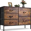 WLIVE Dresser for Bedroom with 5 Drawers, Wide Chest of Drawers for Bedroom, Fabric Dresser for Living Room, Closet, Hallway, Rustic Brown Wood Grain Print