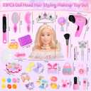 39PCS Hair Styling Doll Head Makeup Kit for Girls,Pretend Play Hair Styling Set,with Hairdryer Curling Iron Crown Hairpins Accessories Kit Birthday Gifts for 3 4 5 6+ Years Old Toy