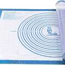 Nonstick Silicone Pastry Mat Extra Large with Measurements 28''By 20'' for Silicone Baking Mat, Counter, Dough Rolling,Fondant/Pie Crust By Folksy Super Kitchen (2028, Blue)