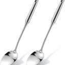 2 Pcs Stainless Steel Cooking Spoon, 18'' Large Stainless Steel Solid Serving, Basting Spoon for Cooking, Kitchen Non-stick and Heat Resistant, Dishwasher Safe, Easy to Clean