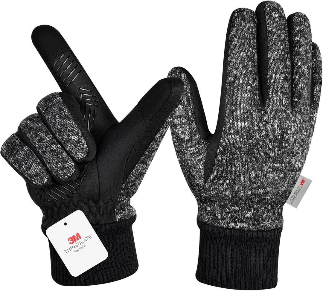MOREOK Winter Gloves for Men/Women -10F 3M Thinsulate Warm Touch Screen Snow Ski Bicycle Bike Gloves for Driving/Cycling/Running/Hiking (X-Large, Deep Gray)