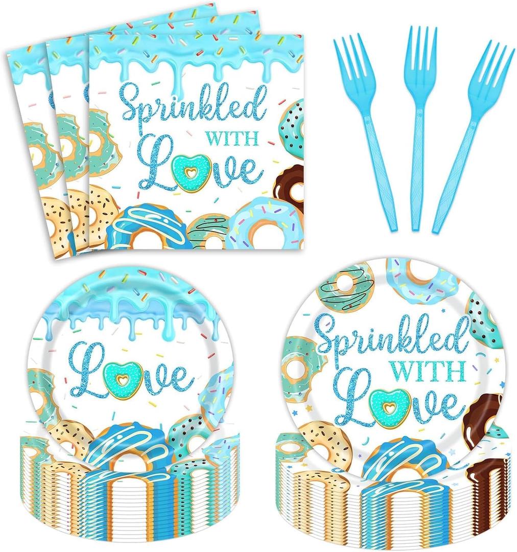 Donut Sprinkle Baby Shower Tableware Party Decorations for Boys