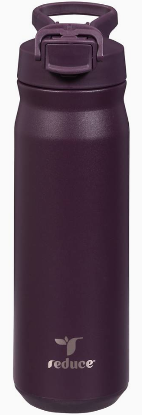 REDUCE 32 oz Hydrate Pro Stainless Steel Insulated Water Bottle - Flip Top Leak-Proof Lid, Dishwasher Safe, BPA-Free, Dual Wall Vacuum, Keeps Drinks Cold for 48 Hrs, Cup Holder Friendly  - Midnight Plum