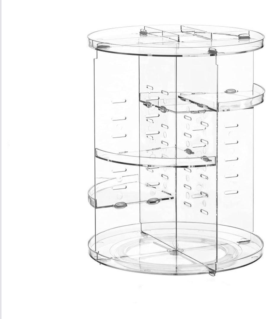 spearfishing Large Capacity Cosmetics Storage Box, Acrylic Rotating Makeup Box, Transparent Cosmetics Shelf (Transparent and simple)