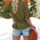 Womens Summer Tops 3 4 Sleeve Women Blouses Casual Boho Top Spring Floral Short Sleeve Shirts Vacation (Green, S)