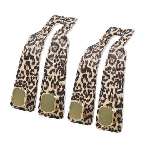 nbnhxnff Car Seat Hooks for Headrest, Purse Hook & Back Storage Hook, Zinc Alloy & Leather Material Heavy Duty Car Hooks for Purses and Bags,Universal Fit for Most Vehicles (Leopard-2 Pack)