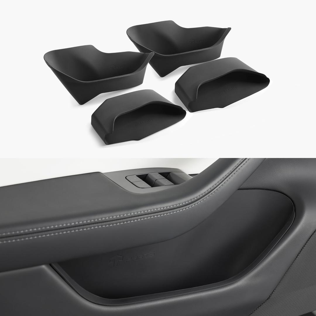 TPARTS Door Side Storage Box for Model 3 Highland 2024-2026 (Premium/Performance) Silicone Tray Organizer Compartment Interior Accessories Front Rear Door Handle Pocket Protectors Cover (Set of 4)