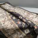 Black Boho Washable Round Rug 8ft - Large Area Rug for Living Room, Bedroom, Dining Room, Low Pile Non Slip, Dark Farmhouse Carpet, Moody Retro 8x8 Circular Indoor Décor