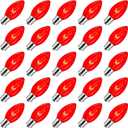 Brightown 25 Pack C9 Incandescent Bulb Red, C9 Christmas Replacement Light Bulb for Christmas String Light, E17 Intermediate Base, 7 Watt, Red