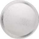 Multi-Pack of 5 Disposable Aluminum Round Flat Serving Trays  Perfect Disposable Tray for Vegetable Platters, Slices of Cake, Cookies, Fruit platters and More  Raised Sides (18-inch)