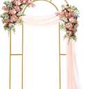 ZpigToor Double Arch Backdrop Stand Metal Open Arch Backdrop Frame U Shaped Wedding Arches for Ceremony Baby Shower Garden Birthday Party Decoration (Gold, 7.2FT×4FT)