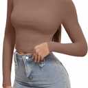 SKYZOO Long Sleeve Crop Tops for Women 2025 Slim Fit Basic Fall Fashion Y2k Teen Girl Clothes (XL)