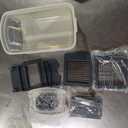 Mueller Pro-Series All-in-One, 12 Blade Mandoline Slicer for Kitchen, Food Chopper, Vegetable Slicer and Spiralizer, Cutter, Dicer, Grater, Kitchen Gadgets Sets with Container, White Sand/Gray