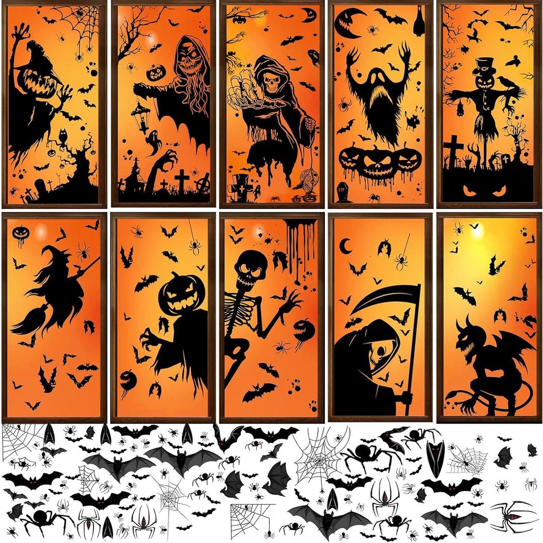 Halloween Decorations Window Clings, Halloween Window Silhouette, Stickers, 2025