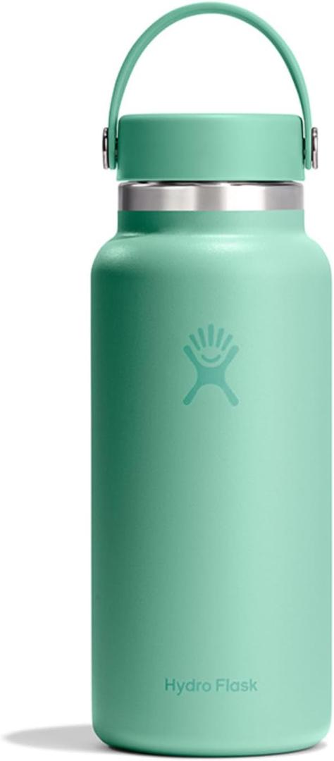 Hydro Flask Water Bottle - Insulated Stainless Steel - Wide Mouth Flex Lid, Non Spill, Leakproof and Refillable in 32 Oz Mermaid Green