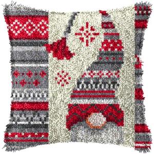 DL-YTG Latch Hook Kits Pillow Christmas Hat Crochet Yarn Cushion Colour Pre-Printed Canvas Rug Needlework DIY Pillowcase Hook and Latch Kit Home Arts Crafts Sofa Decoration 42x42cm/16X16inch