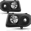 Headlights Assembly Compatible with 2005 2006 2007 2008 2009 2010 Chrysler 300C Halogen Type Head Lamps, Black Housing