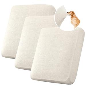 H.VERSAILTEX Water Resistant Woven Linen Look Couch Cushion Covers Sofa Cushion Covers for 3 Cushion Couch Individual Seat Cushion Covers Cushion Protector Slipcovers (3 Pack)