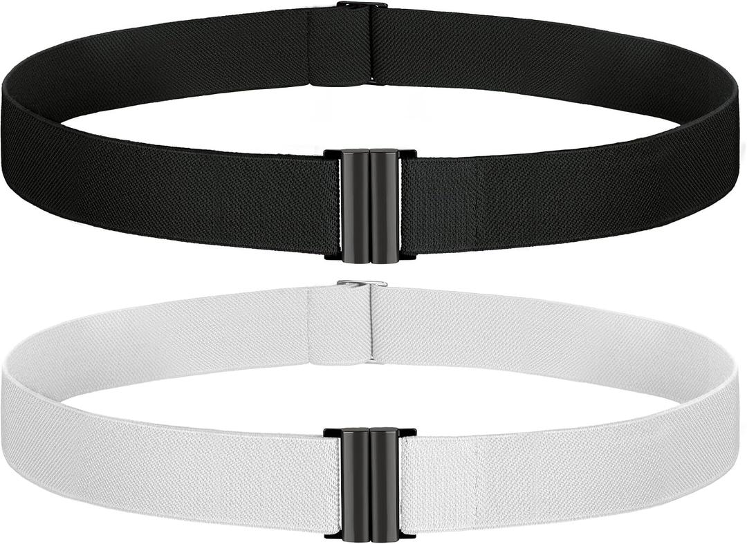 TOURZOO No Show Invisible Belt for Women/Men Elastic Web Strap Waist Stretch Belt with Flat Buckle for Jeans Pants Dresses