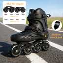 Inline Skates for Men Women, High-Performance Roller Skates Blades with Ankle Support & Aluminum Frame for Outdoor Asphalt & Indoor Fitness, 85A Wheels Smooth Ride for Beginners to Pros, Black size 8.5
